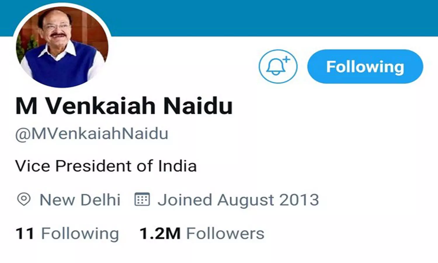 Twitter removes blue tick from vice president Venkaiah Naidus personal handle