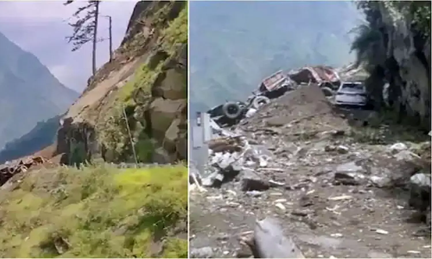 Himachal Pradesh landslide: Vehicles trapped under debris in Kinnaur district