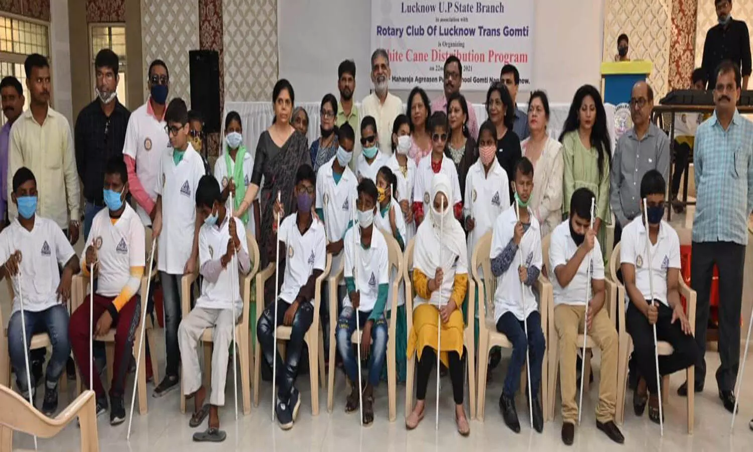 Rotary Club distributed white sticks to visually impaired children