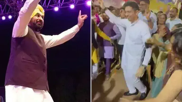 Punjab CM Mann breaks into Bhangra in Gujarat, Raghav Chadha sticks to Garba; VIDEO