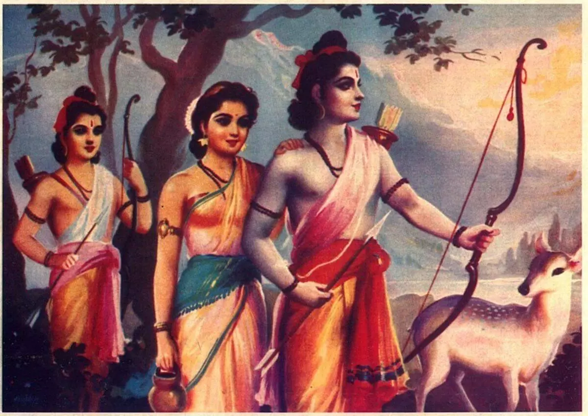 Where did Lord Rama stay with Sita and brother Lakshman during their 14 years of exile?
