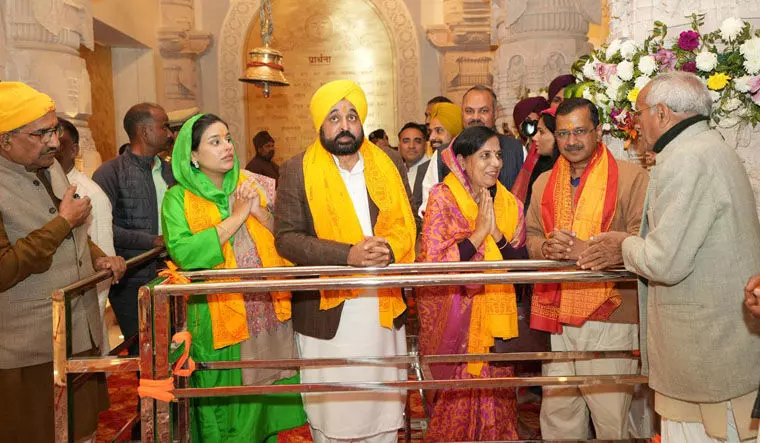 Arvind Kejriwal, Bhagwant Mann visits Ramlala in Ayodhya