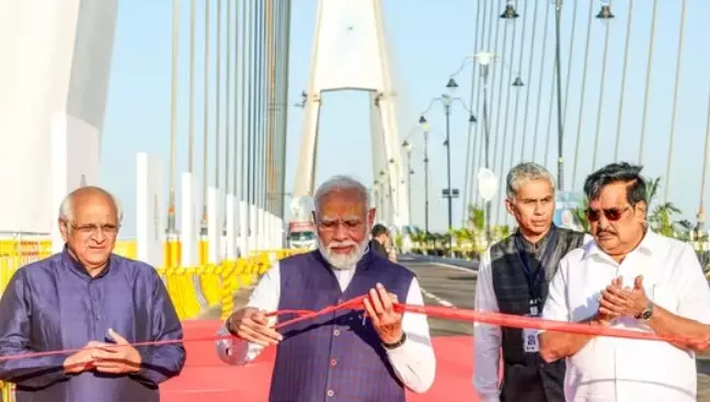 PM Modi inaugurates the countrys longest cable-stayed bridge in Gujarat, visits Bhet Dwarka temple