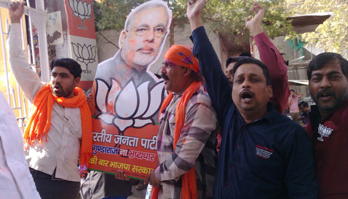 In Photos: Mood at party headquarters in Uttar Pradesh