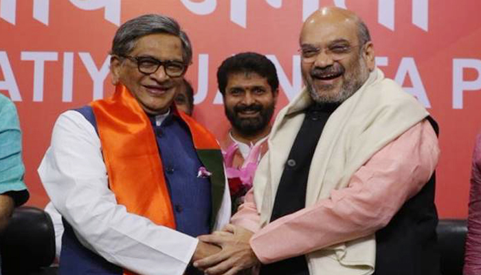 Former Karnataka CM SM Krishna joins BJP in Amit Shahs presence
