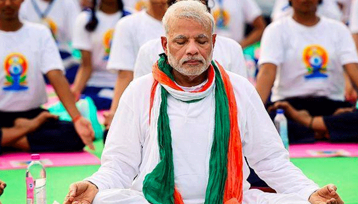 PM Modi calls for family snaps during Yoga Day celebrations