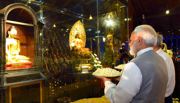 PM Modi prays at Sri Lankas oldest Buddhist temple, lights up lamps