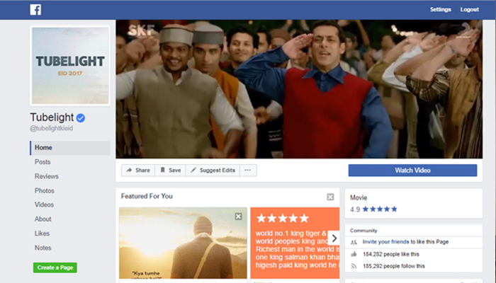 Tubelight to have Facebook cover video