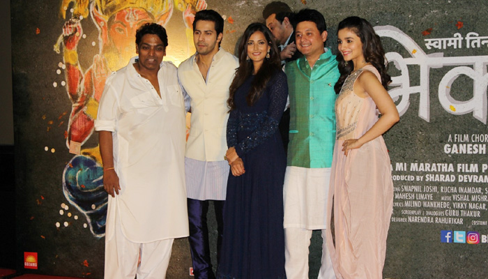 Bollywood actors Alia Bhatt, Varun Dhawan during Bhikari song launch
