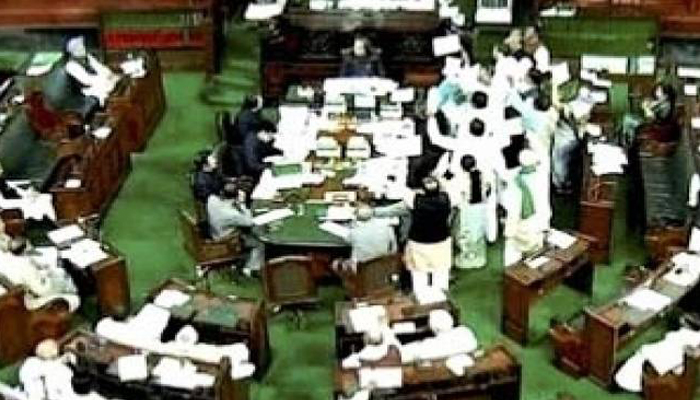 Lok Sabha suspends six Congress MPs for unruly behaviour