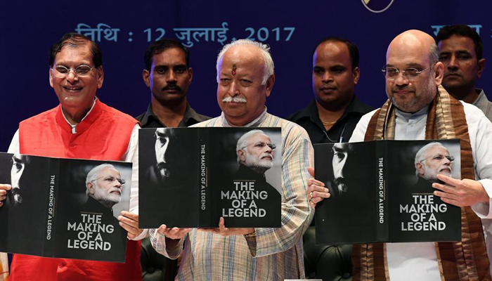 Mohan Bhagwat, Amit Shah come together to release book on PM Modi