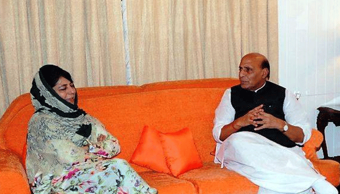 Mehbooba meets Rajnath over Kashmir security situation