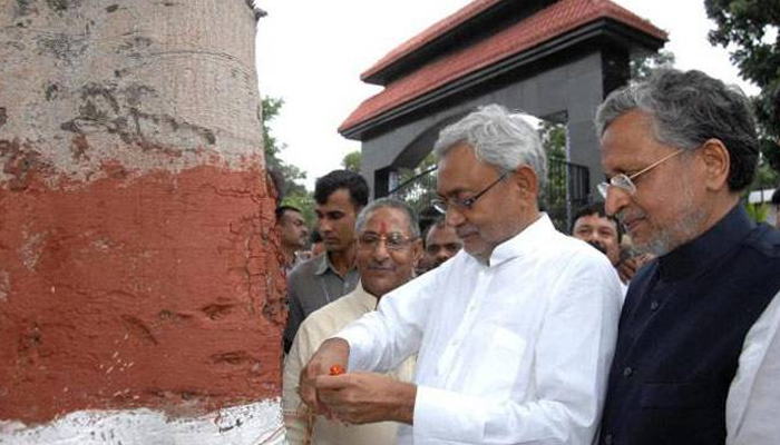 Bihar CM, Deputy CM tie rakhis to trees on Raksha Bandhan