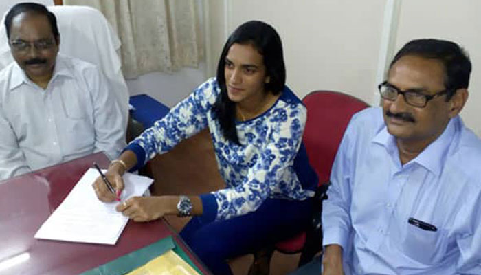 P.V. Sindhu takes charge as Deputy Collector in Andhra Pradesh