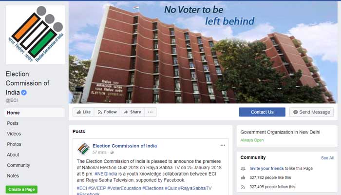 Election Commission debuts on social media platforms FB, YouTube