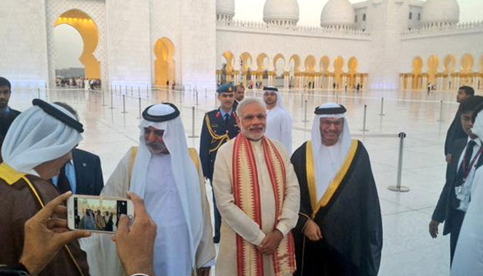 Modi witnesses temple foundation stone laying in UAE