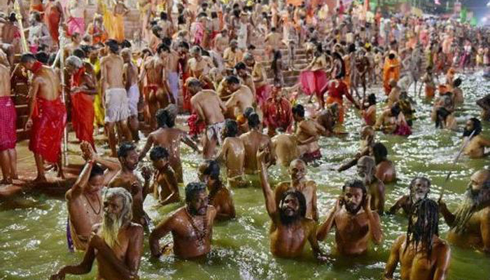 Around two crore devotees take holy dip in the waters of Prayagraj