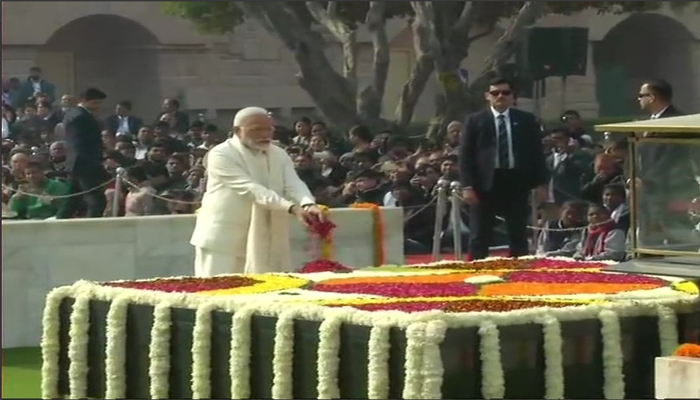 PM Modi, President Kovind Pay Tribute To Mahatma Gandhi At Rajghat