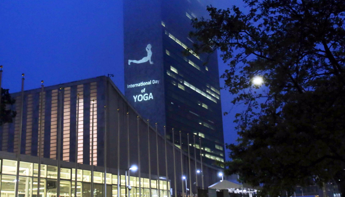 International Yoga Day: Yoga postures light up UN Headquarters