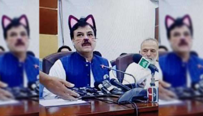 Pak minister accidently shown with cat ears, whiskers on Facebook live