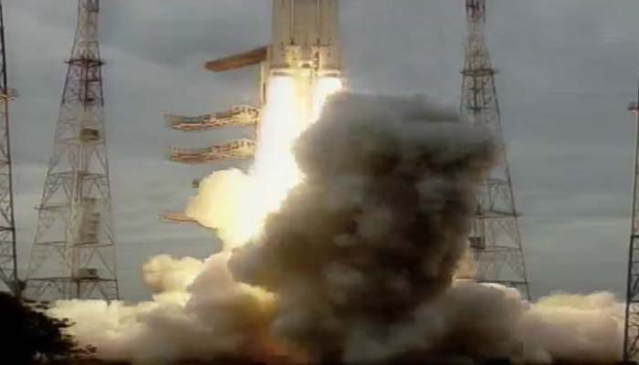 #Chandrayaan2: GSLV rocket carrying ambitious lunar mission takes off