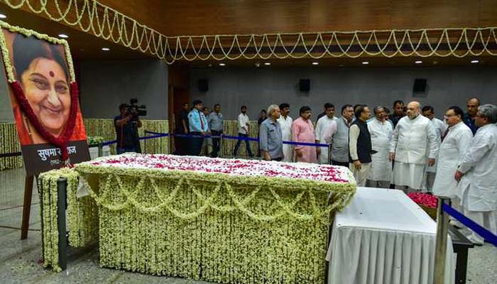 #RIPSushmaji: Last rites of Swaraj performed with full state honours