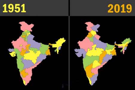 How far Indias map has changed since 1951