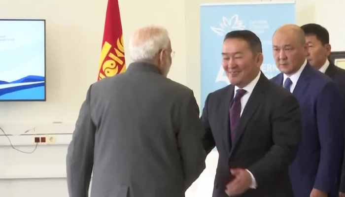 PM Narendra Modi meets Mongolian President Battulga in Russia