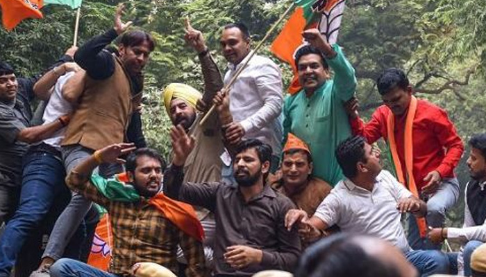 Delhi BJP protests near AAP office after SC clean chit on Rafale deal