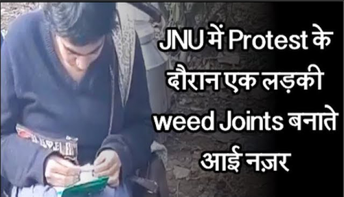 A girl was seen making weed joints during Protest at JNU