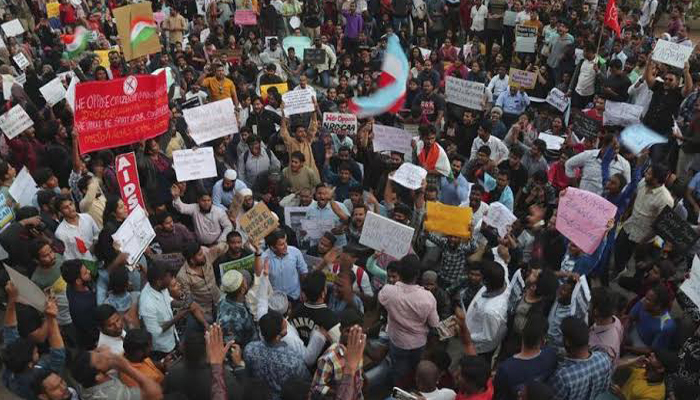 We want CAA & Goli Maro... slogans at a Hyderabad rally