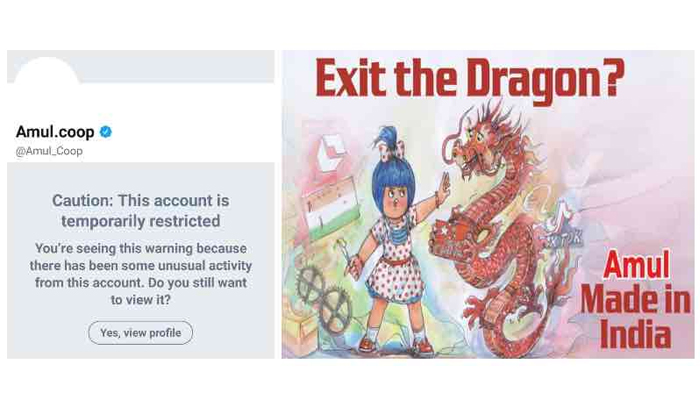 Amul Twitter account blocked briefly after ad targeted China