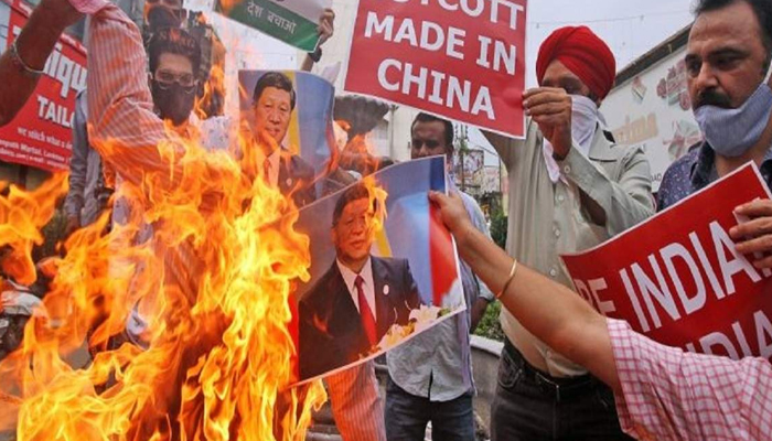 Sino-India border tension: Traders hold protest in Delhi, burn Chinese goods