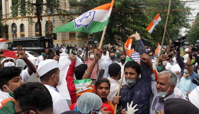 Rajasthan crisis: Congress protest demonstration in front of Kolkata Raj Bhavan