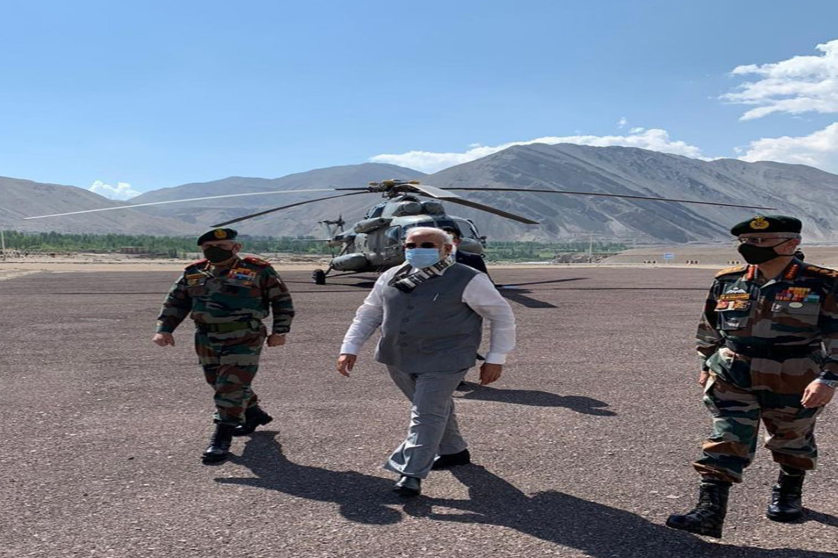 PM Narendra Modi arrives Leh with CDS Bipin Rawat