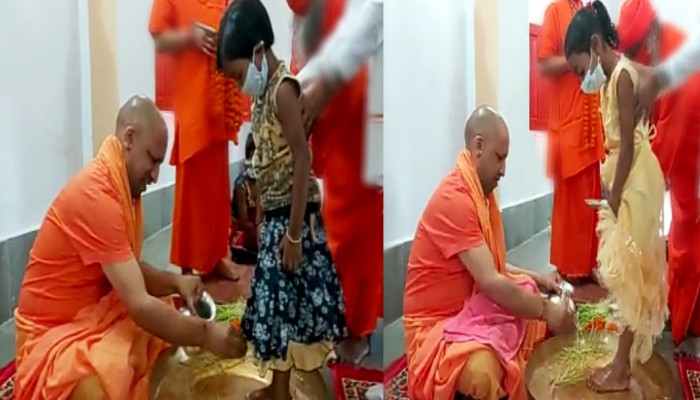 Vijayadashami 2020: CM Adityanath performs Kanya pujan at Gorakhnath temple
