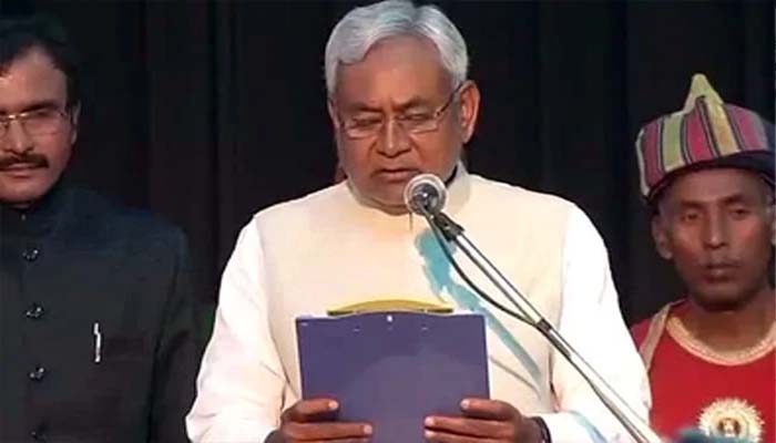 Nitish Kumar takes oath as Bihar CM, RJD skips ceremony