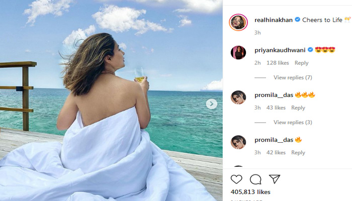 In Pics! Hina Khan poses in blanket; shares series of photos from Maldives