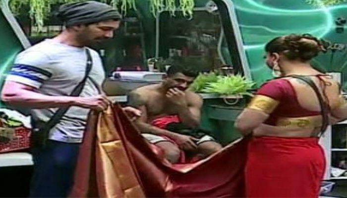 BB14: Rakhi Sawant asks Abhinav to drape her saree; See what happened next