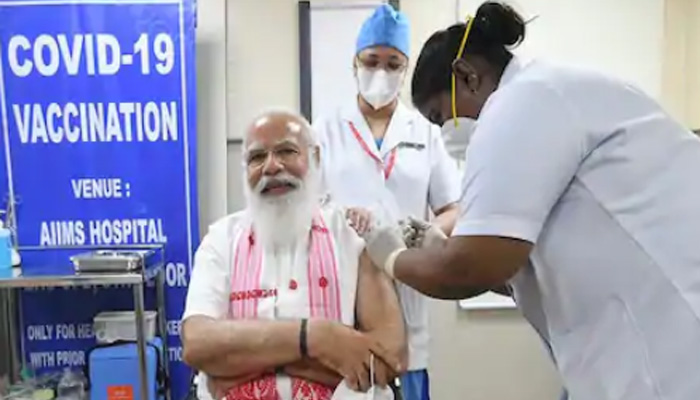 PM Narendra Modi takes first dose of Corona Vaccine