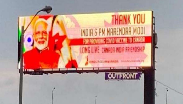 Canada thanks India for providing Vaccine; PM Modis Posters seen across Toronto