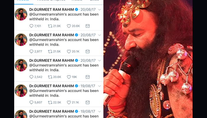 Verified Twitter account of Gurmeet Ram Rahim withheld