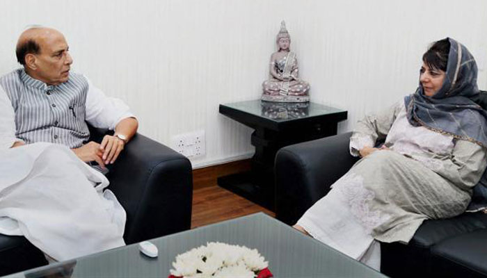 Mehbooba Mufti meets Home Minister Rajnath Singh in Delhi