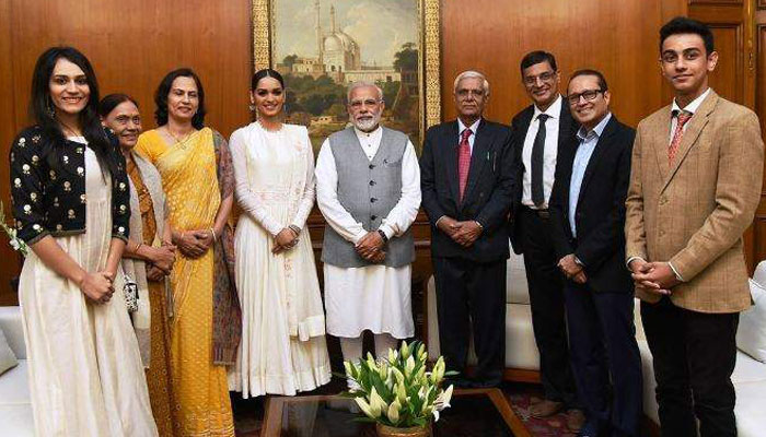 Miss World Manushi Chhillar meets PM Narendra Modi