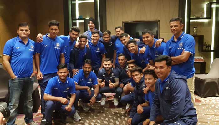 Kohli meets India U-19 boys, calls Prithvi Shaw special talent