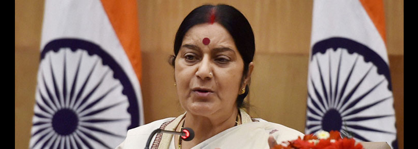 Sushma says open for talks with Pakistan with terror rider