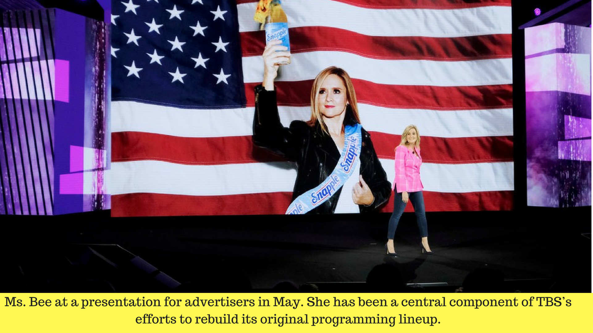 Samantha Bee at a presentation for advertisers