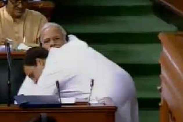 Rahul Gandhi hugs Modi