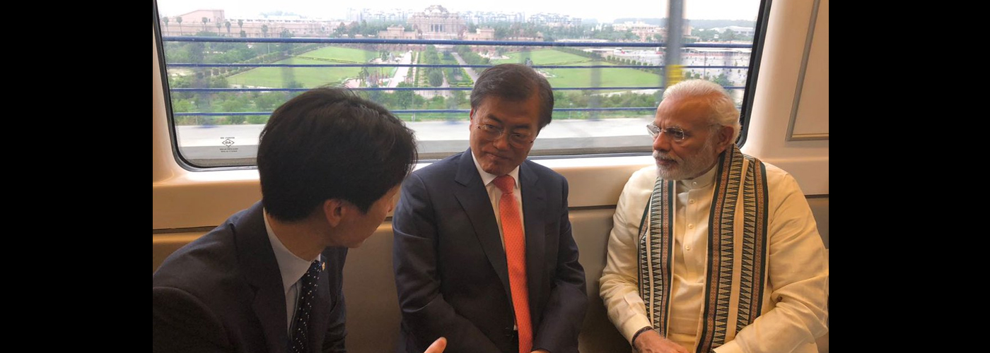 Modi takes Metro ride with South Korean President to Noida