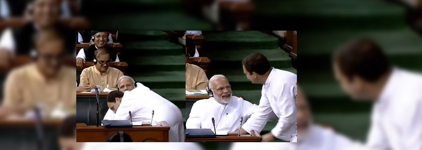 Rahul Gandhi hugs Modi